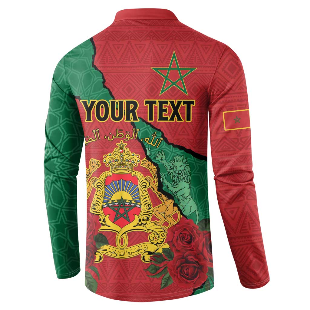 Personalised Morocco Button Sweatshirt Coat Of Arms With Rose