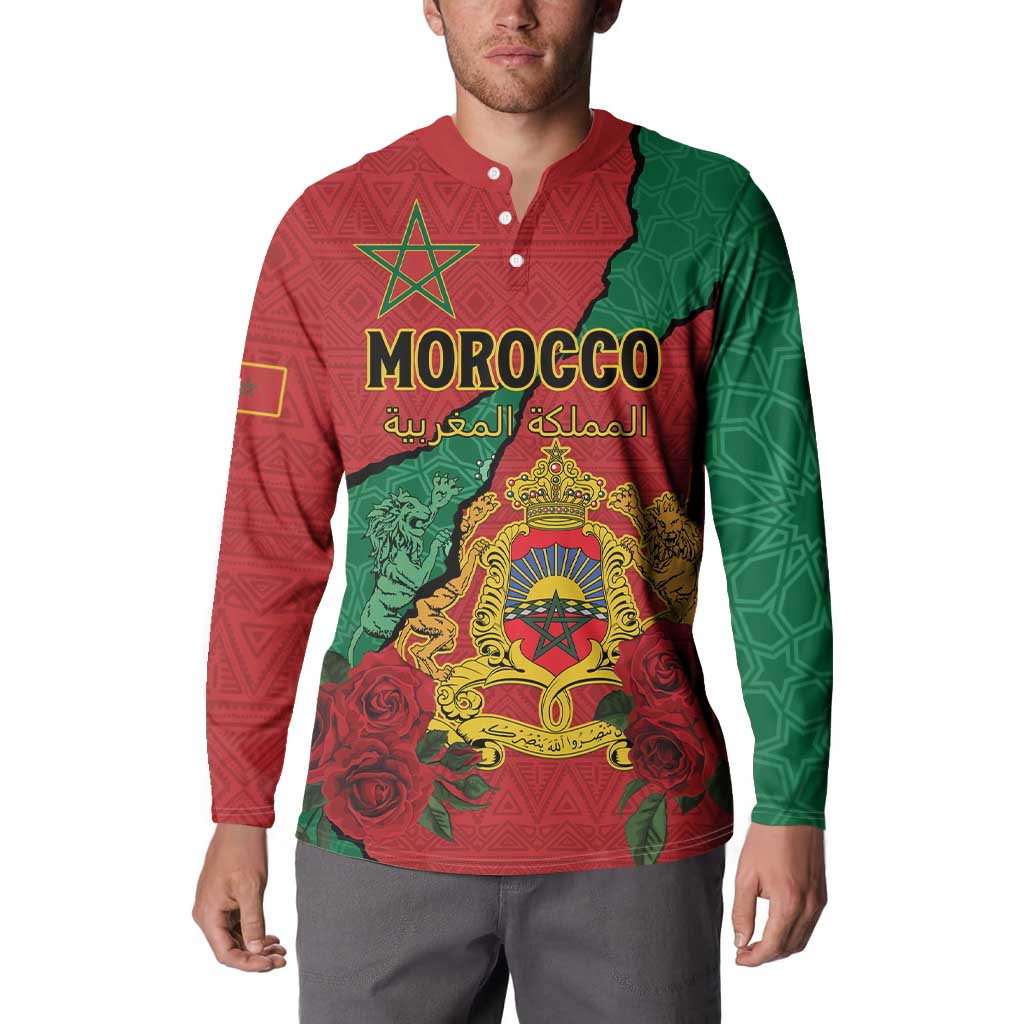 Personalised Morocco Button Sweatshirt Coat Of Arms With Rose