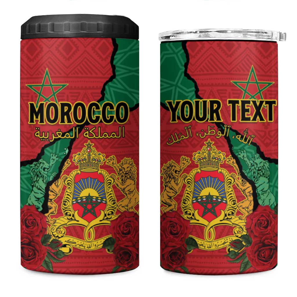 Personalised Morocco 4 in 1 Can Cooler Tumbler Coat Of Arms With Rose
