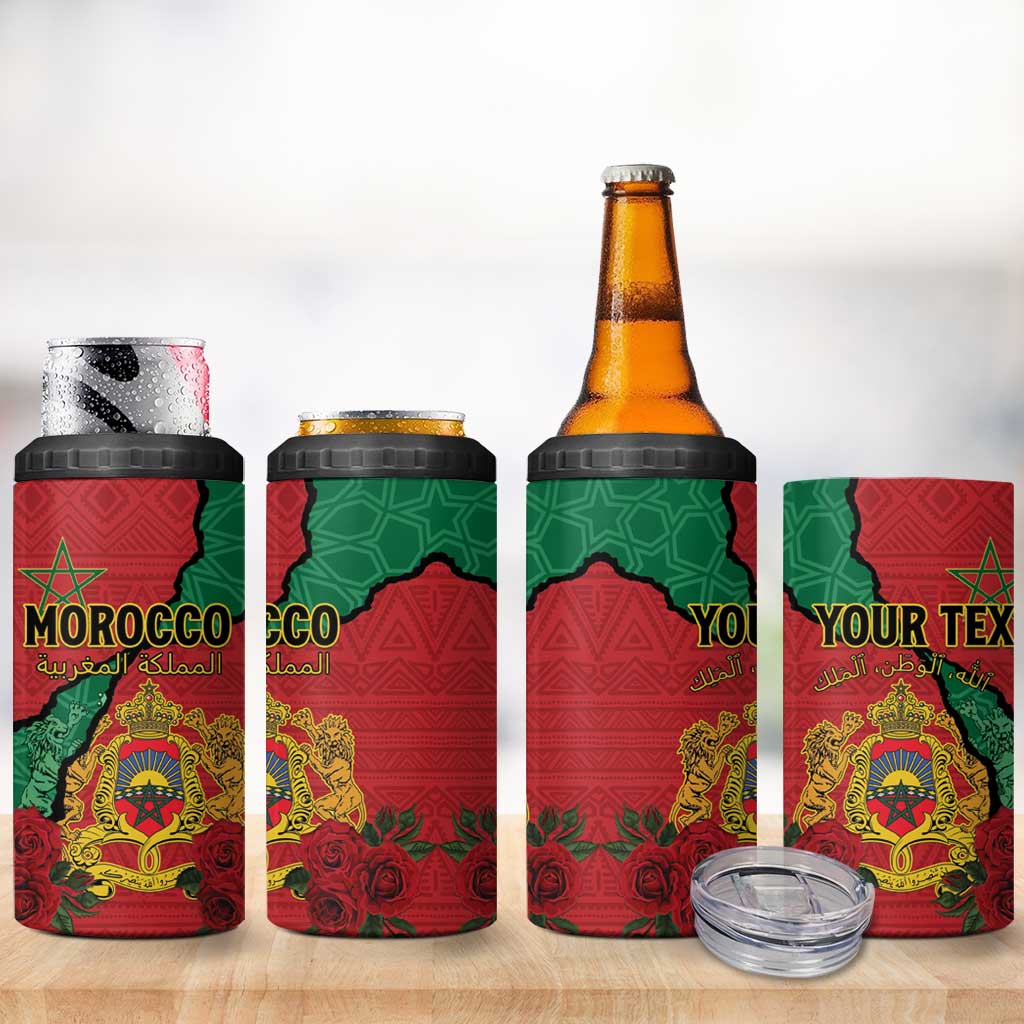 Personalised Morocco 4 in 1 Can Cooler Tumbler Coat Of Arms With Rose
