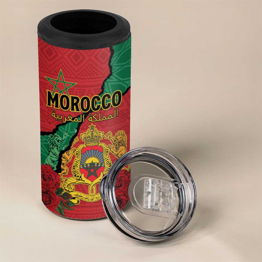 Personalised Morocco 4 in 1 Can Cooler Tumbler Coat Of Arms With Rose