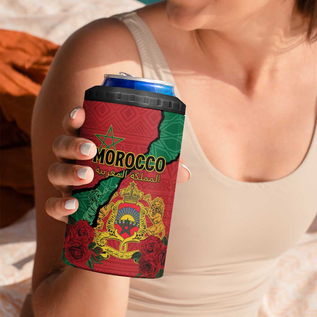 Personalised Morocco 4 in 1 Can Cooler Tumbler Coat Of Arms With Rose