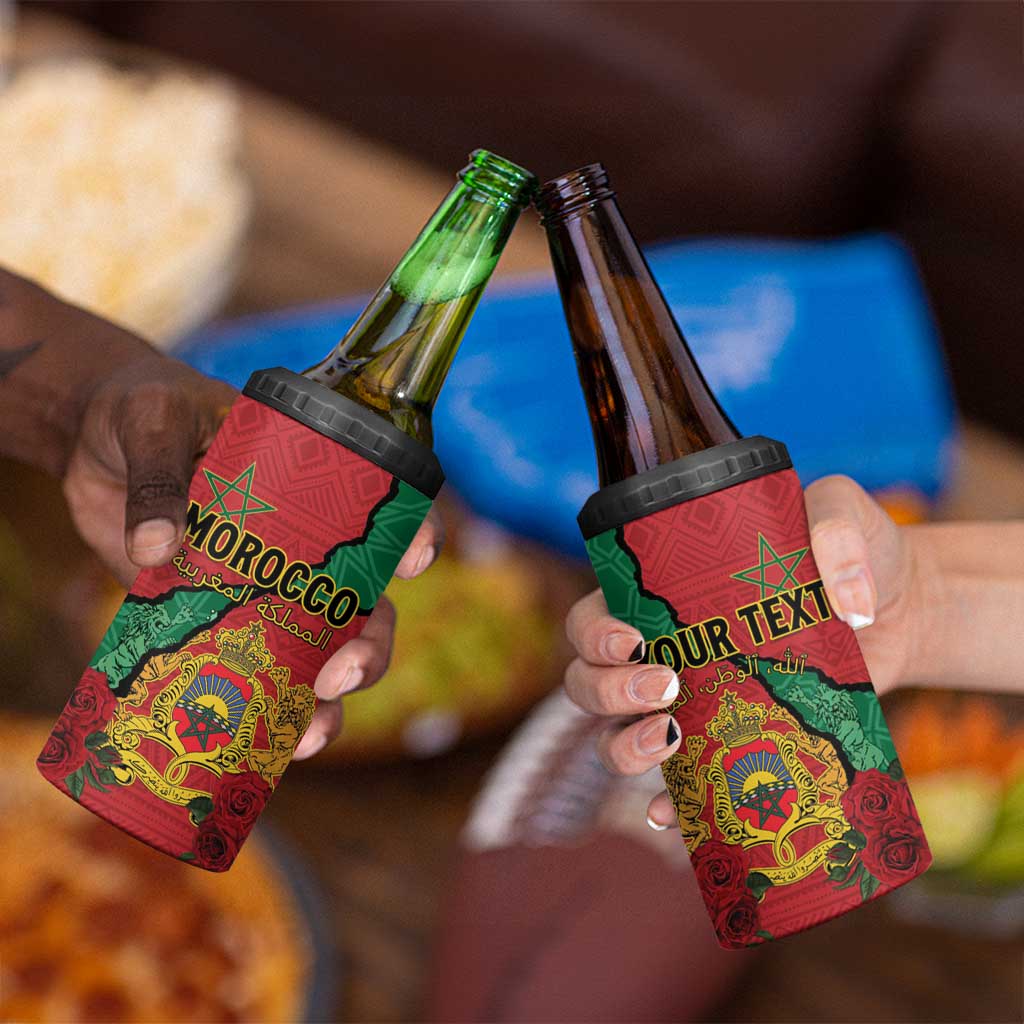 Personalised Morocco 4 in 1 Can Cooler Tumbler Coat Of Arms With Rose