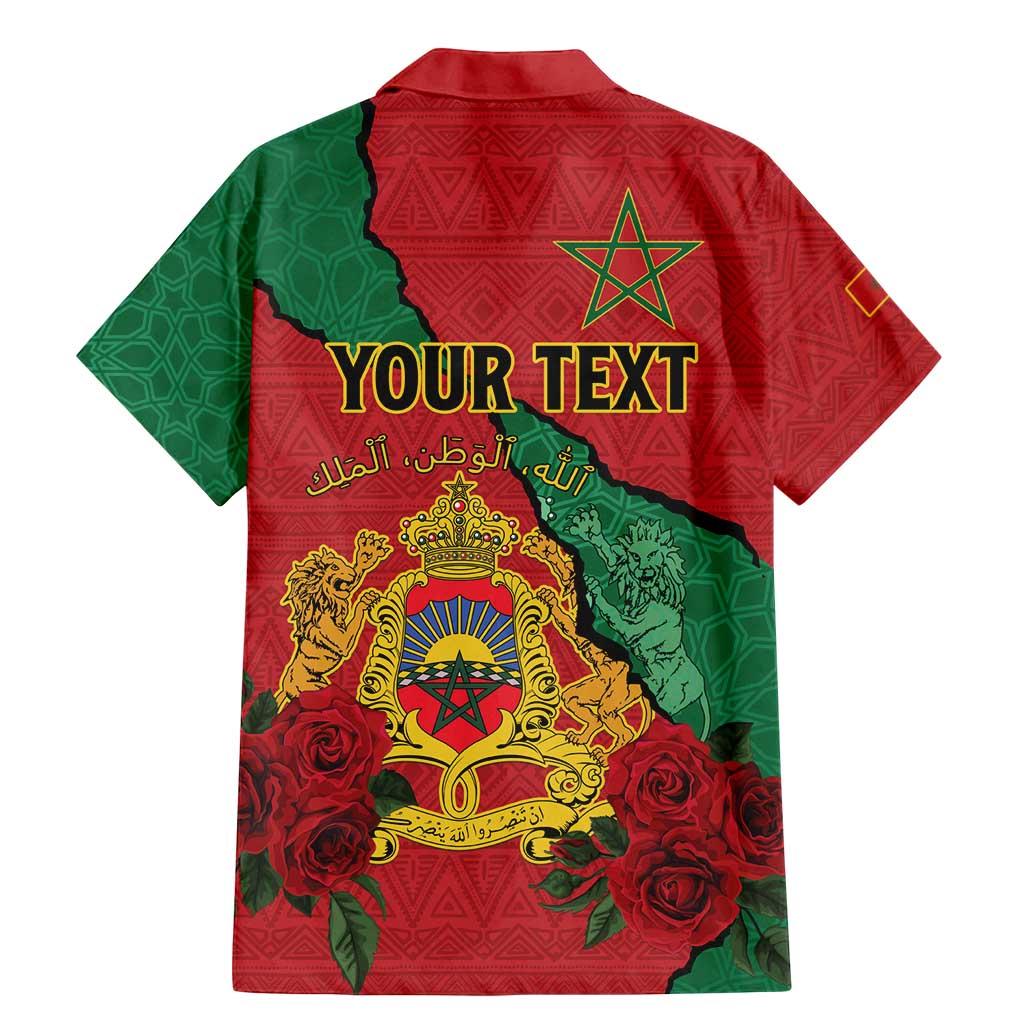 Personalised Morocco Family Matching Mermaid Dress and Hawaiian Shirt Coat Of Arms With Rose