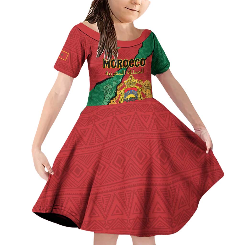 Personalised Morocco Family Matching Off Shoulder Short Dress and Hawaiian Shirt Coat Of Arms With Rose