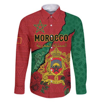 Personalised Morocco Family Matching Puletasi and Hawaiian Shirt Coat Of Arms With Rose