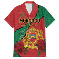 Personalised Morocco Family Matching Summer Maxi Dress and Hawaiian Shirt Coat Of Arms With Rose
