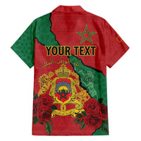 Personalised Morocco Family Matching Summer Maxi Dress and Hawaiian Shirt Coat Of Arms With Rose