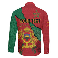 Personalised Morocco Family Matching Summer Maxi Dress and Hawaiian Shirt Coat Of Arms With Rose