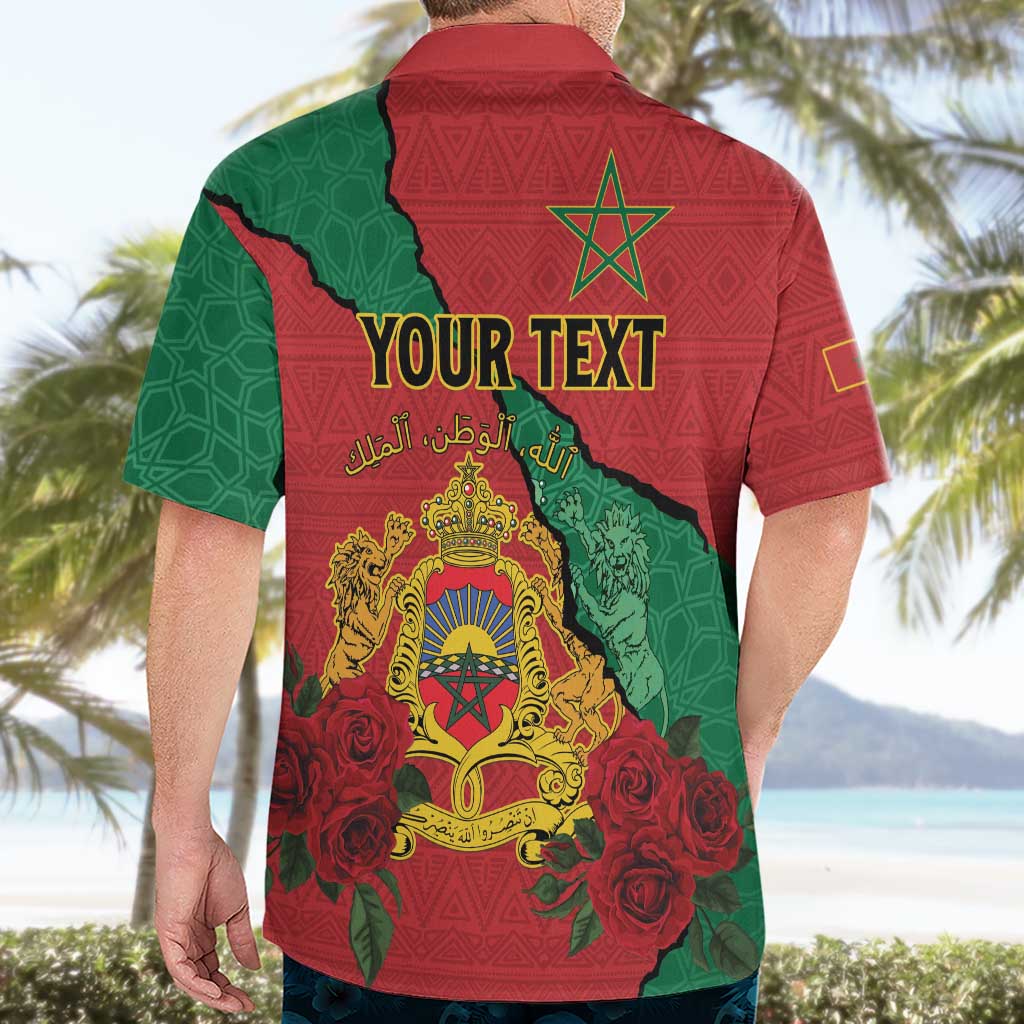 Personalised Morocco Hawaiian Shirt Coat Of Arms With Rose