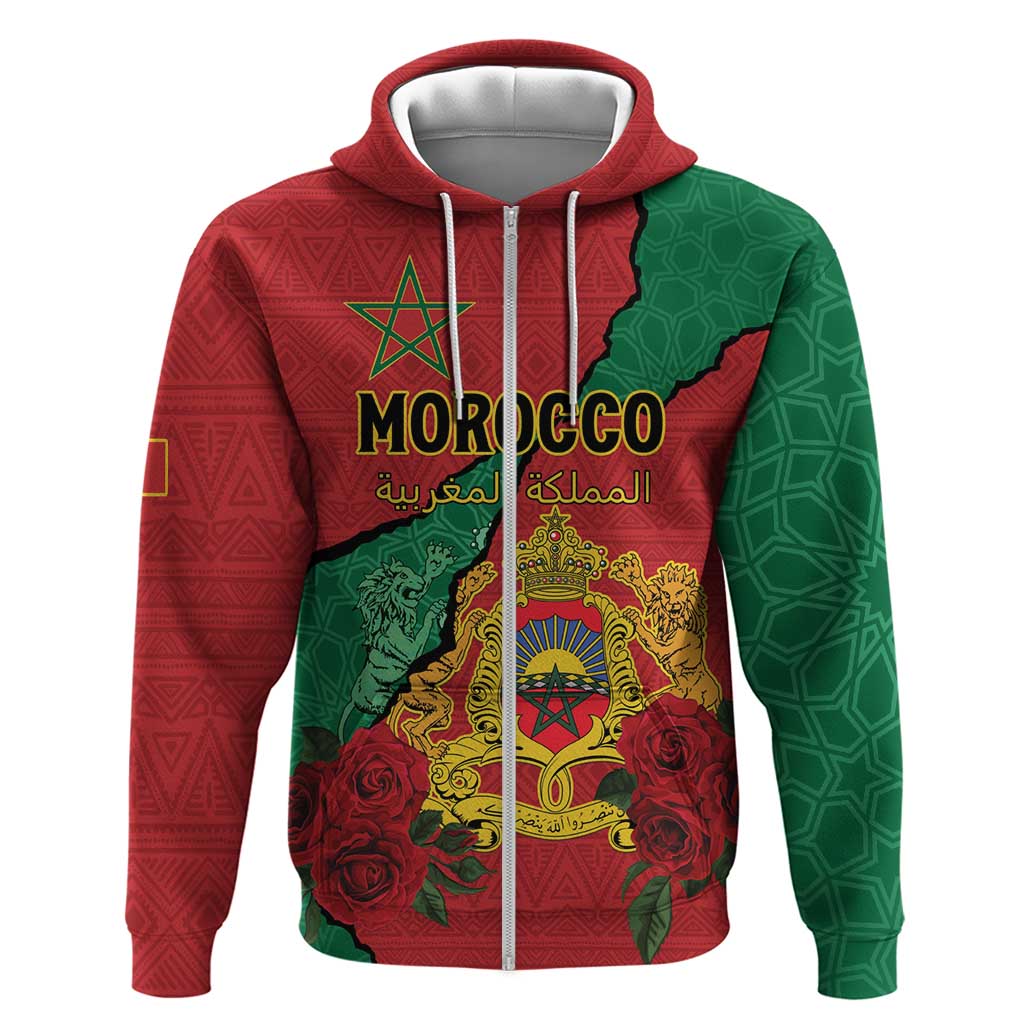Personalised Morocco Hoodie Coat Of Arms With Rose
