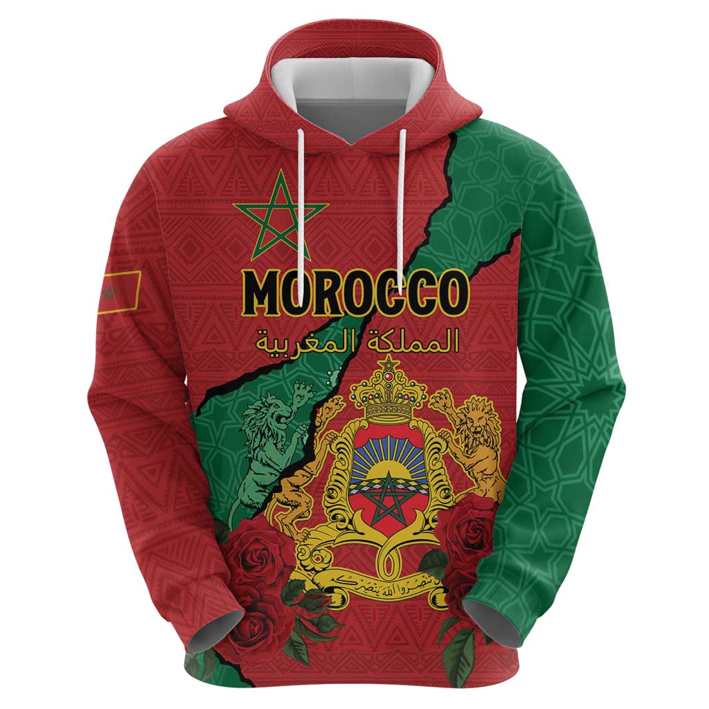 Personalised Morocco Hoodie Coat Of Arms With Rose