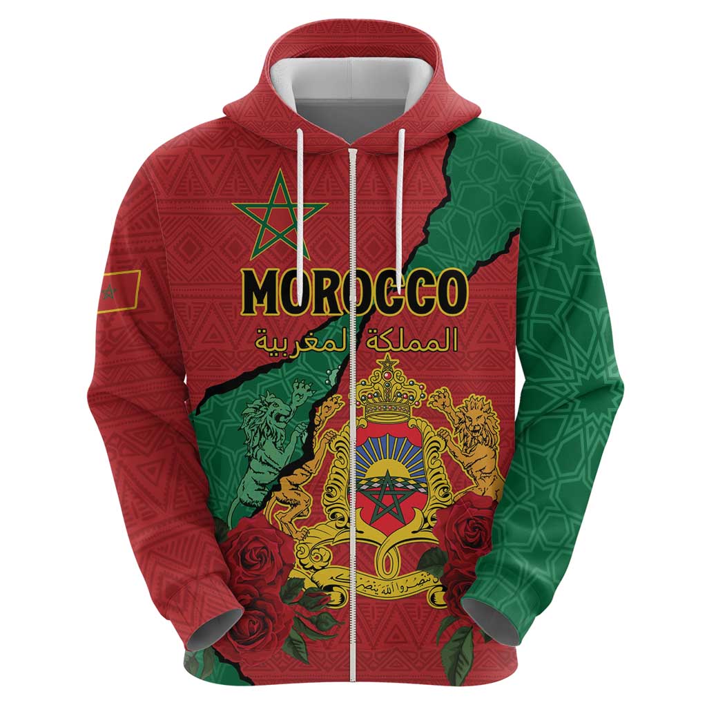 Personalised Morocco Hoodie Coat Of Arms With Rose