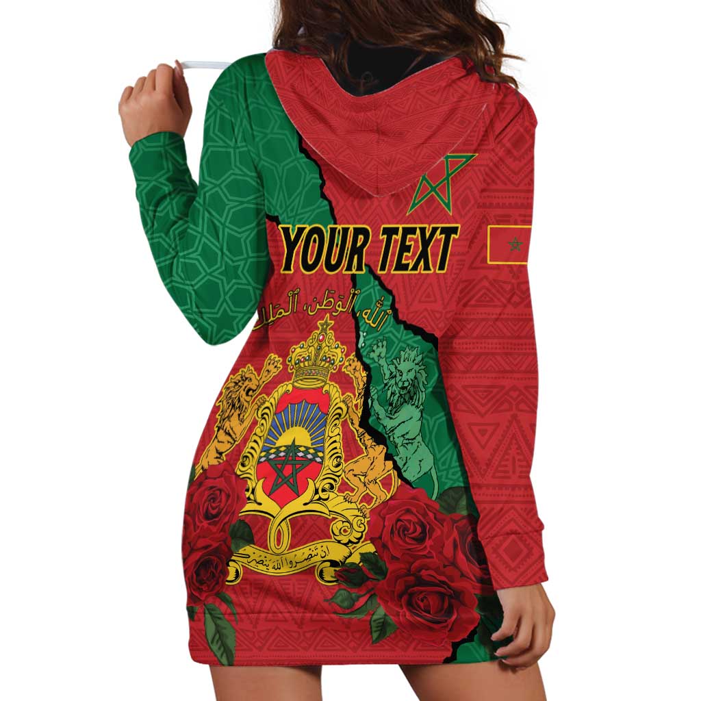 Personalised Morocco Hoodie Dress Coat Of Arms With Rose
