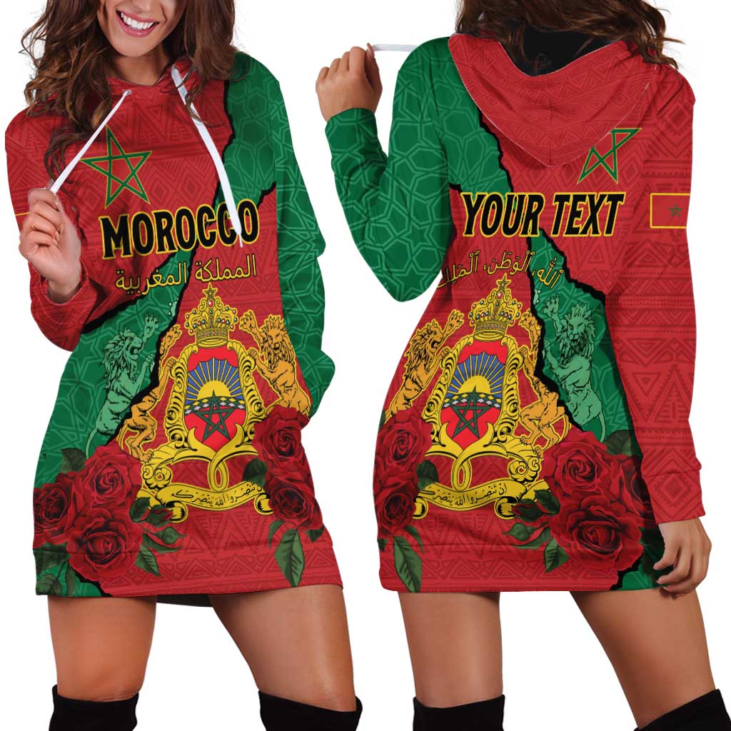 Personalised Morocco Hoodie Dress Coat Of Arms With Rose