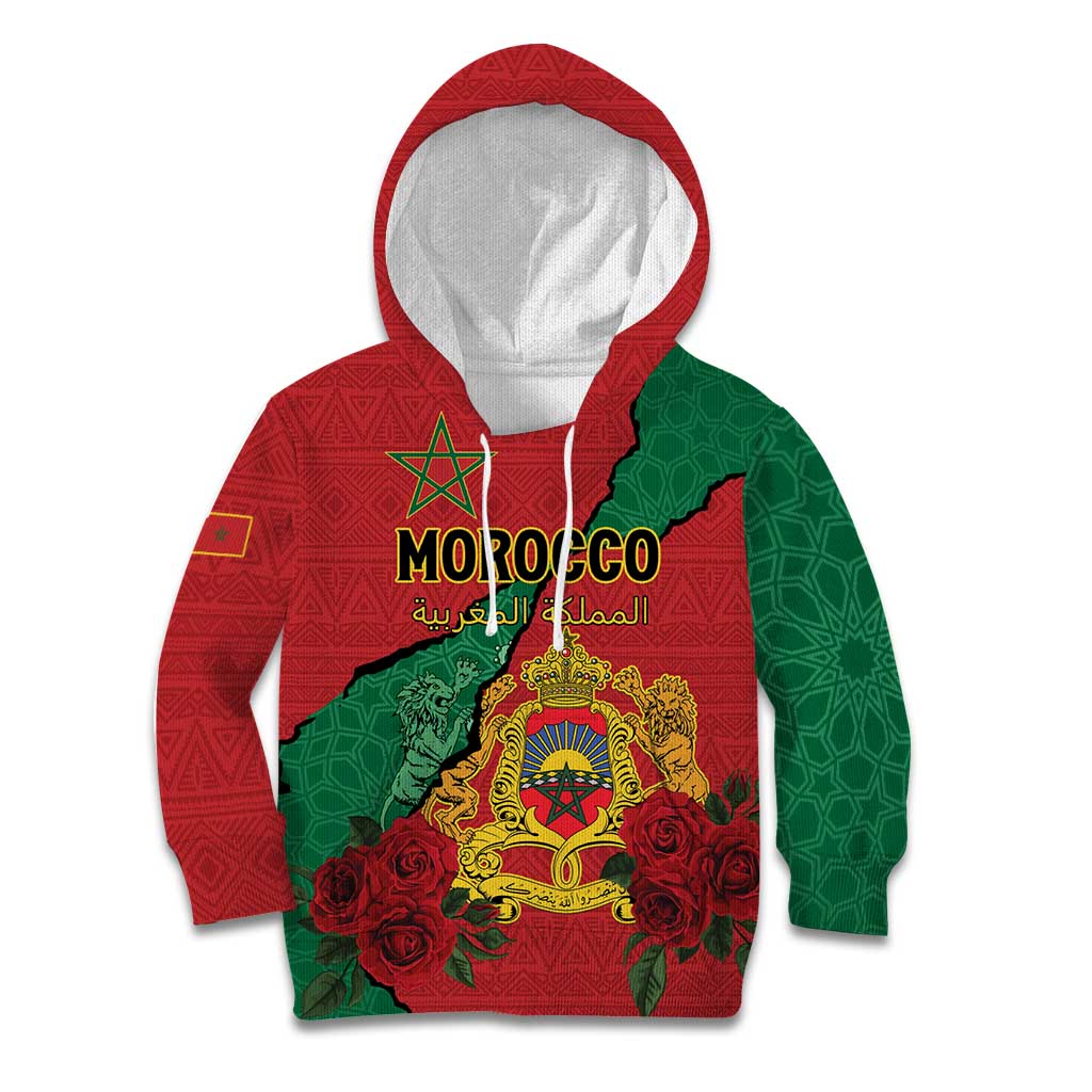 Personalised Morocco Kid Hoodie Coat Of Arms With Rose