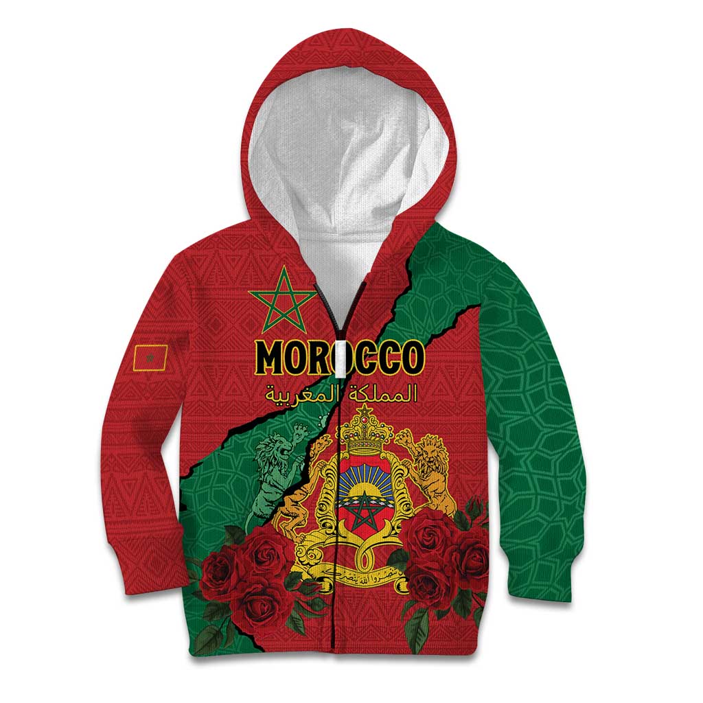 Personalised Morocco Kid Hoodie Coat Of Arms With Rose