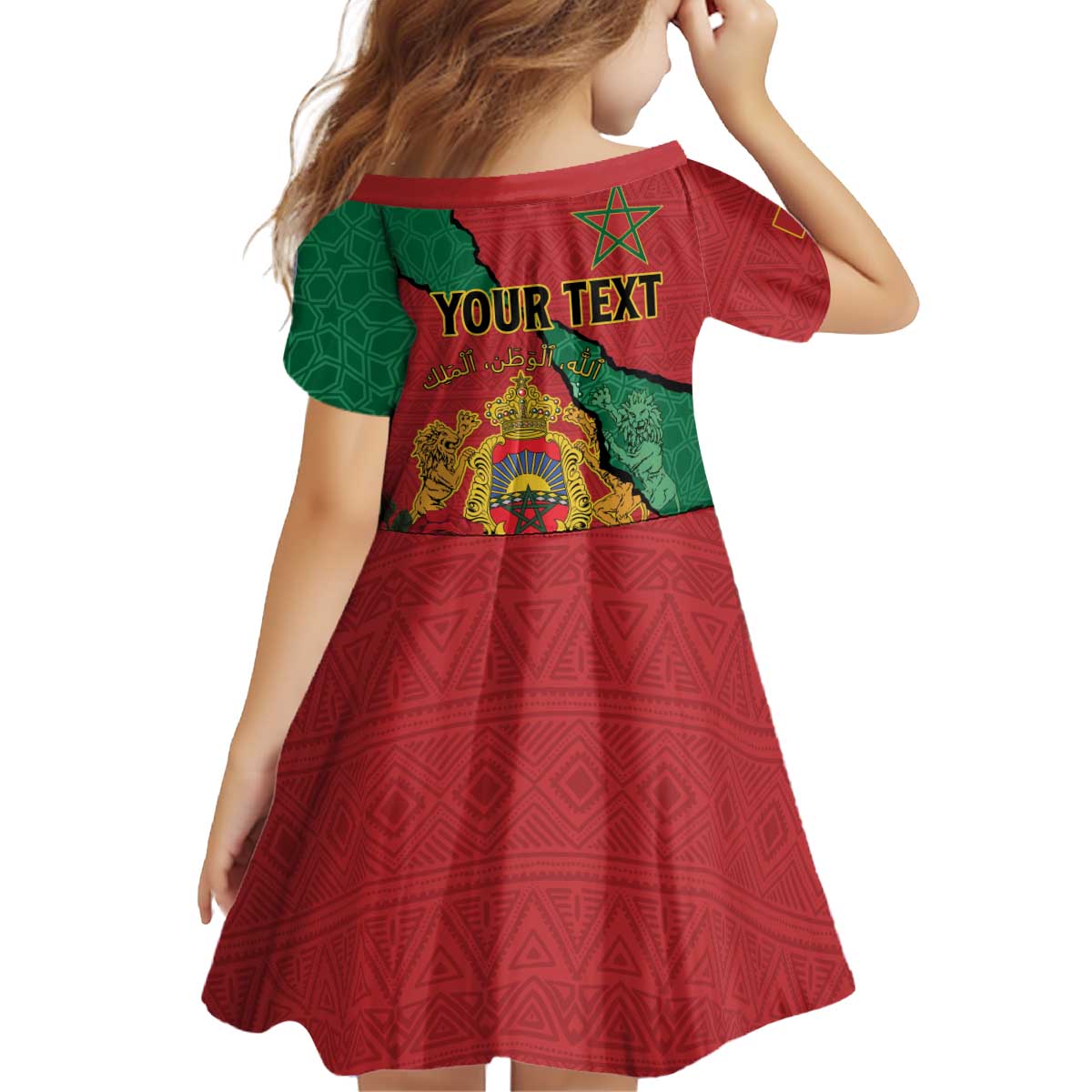 Personalised Morocco Kid Short Sleeve Dress Coat Of Arms With Rose