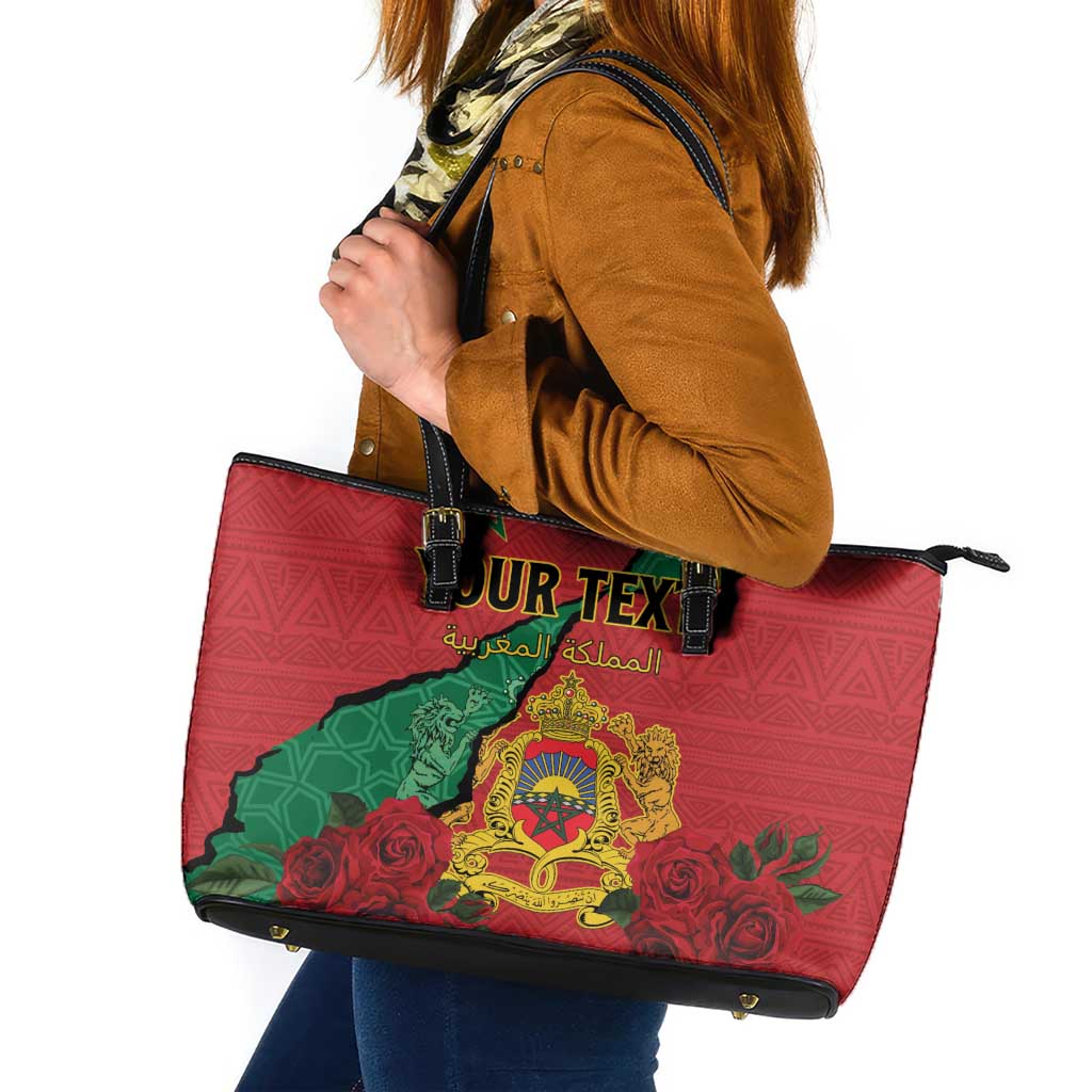 Personalised Morocco Leather Tote Bag Coat Of Arms With Rose