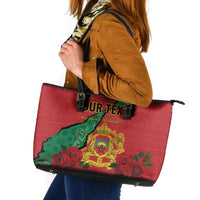 Personalised Morocco Leather Tote Bag Coat Of Arms With Rose