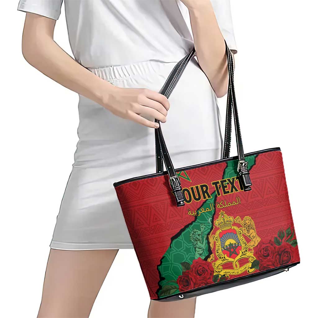 Personalised Morocco Leather Tote Bag Coat Of Arms With Rose