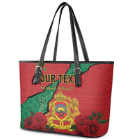 Personalised Morocco Leather Tote Bag Coat Of Arms With Rose