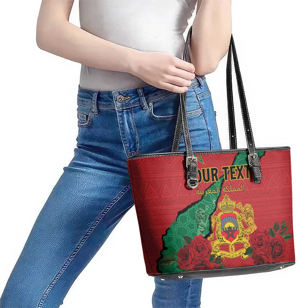 Personalised Morocco Leather Tote Bag Coat Of Arms With Rose