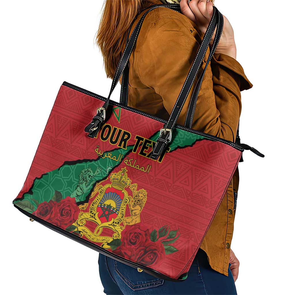 Personalised Morocco Leather Tote Bag Coat Of Arms With Rose