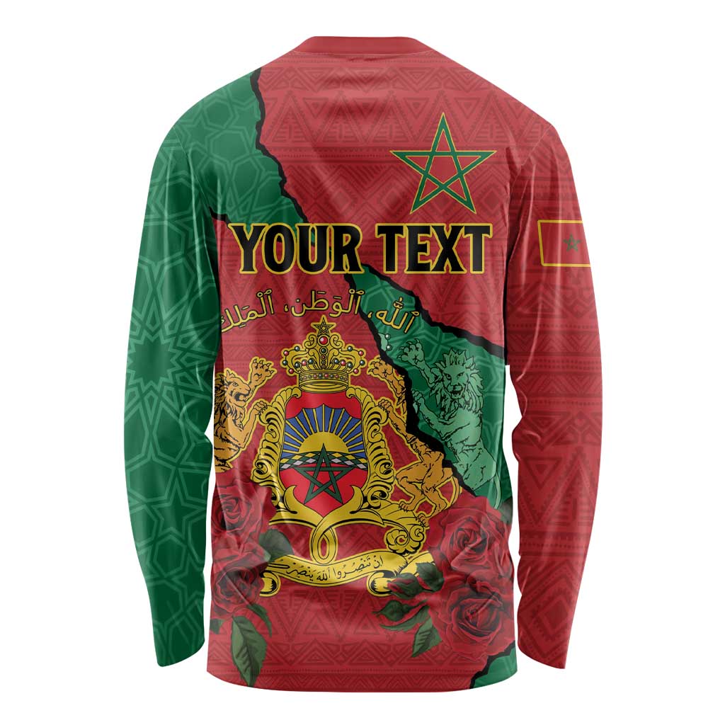Personalised Morocco Long Sleeve Shirt Coat Of Arms With Rose