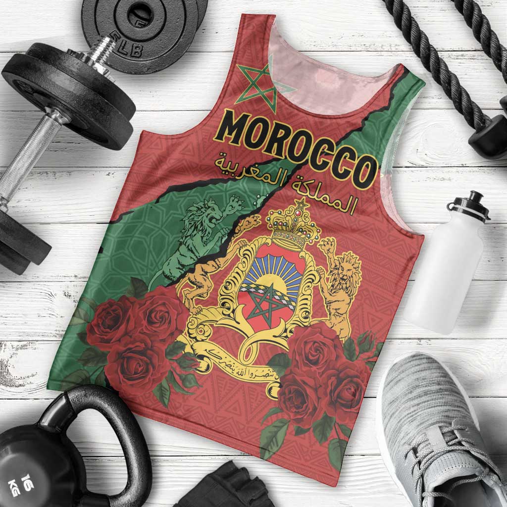 Personalised Morocco Men Tank Top Coat Of Arms With Rose