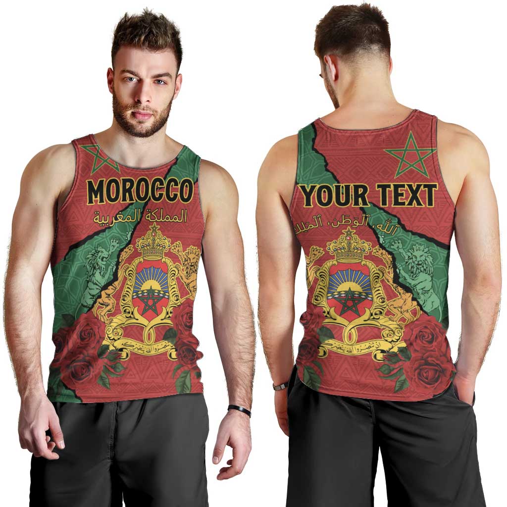 Personalised Morocco Men Tank Top Coat Of Arms With Rose