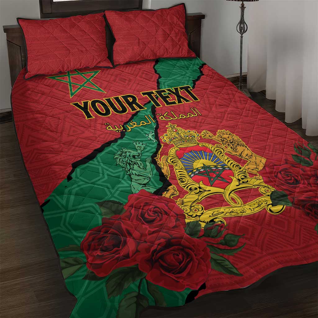 Personalised Morocco Quilt Bed Set Coat Of Arms With Rose