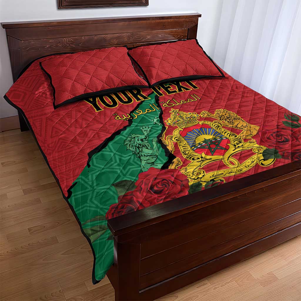 Personalised Morocco Quilt Bed Set Coat Of Arms With Rose