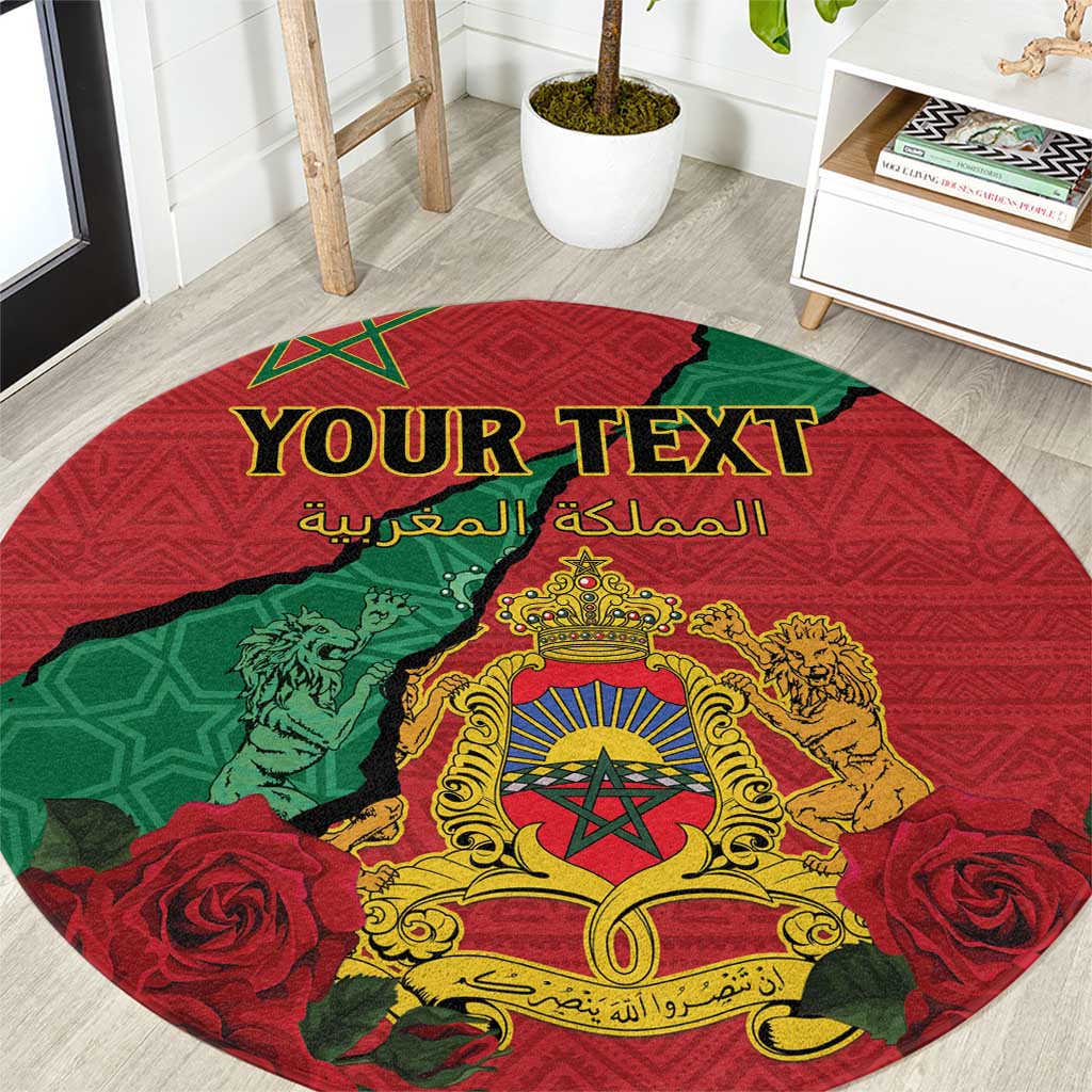 Personalised Morocco Round Carpet Coat Of Arms With Rose