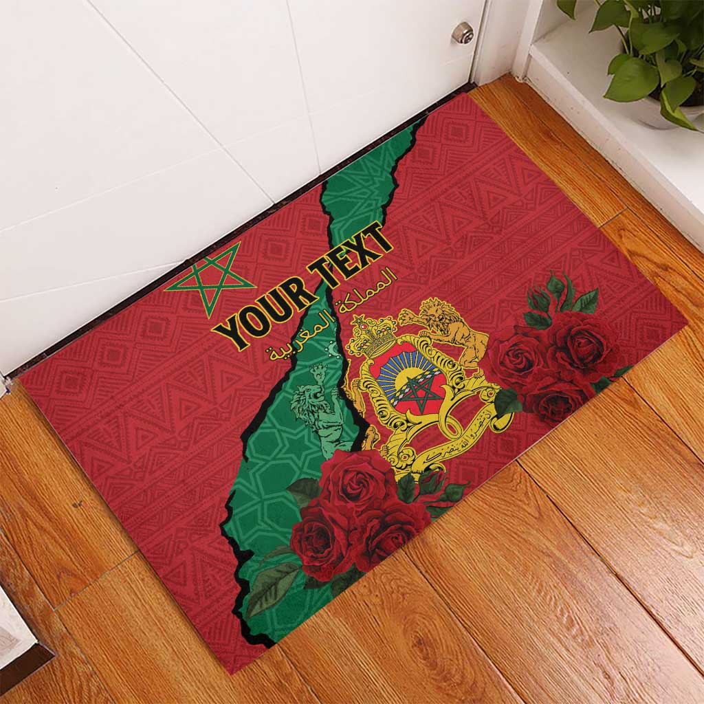 Personalised Morocco Rubber Doormat Coat Of Arms With Rose