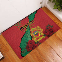Personalised Morocco Rubber Doormat Coat Of Arms With Rose