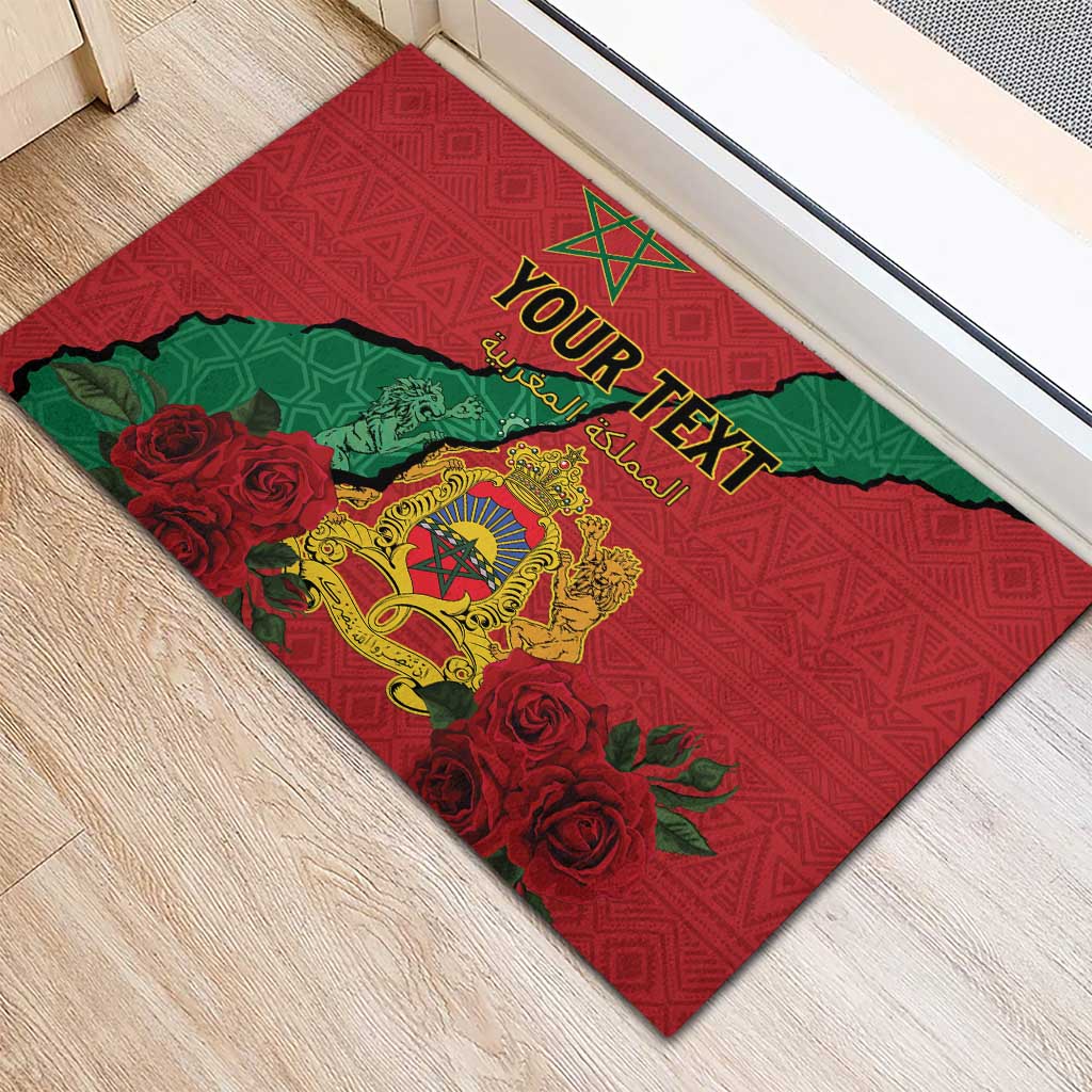Personalised Morocco Rubber Doormat Coat Of Arms With Rose