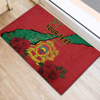 Personalised Morocco Rubber Doormat Coat Of Arms With Rose