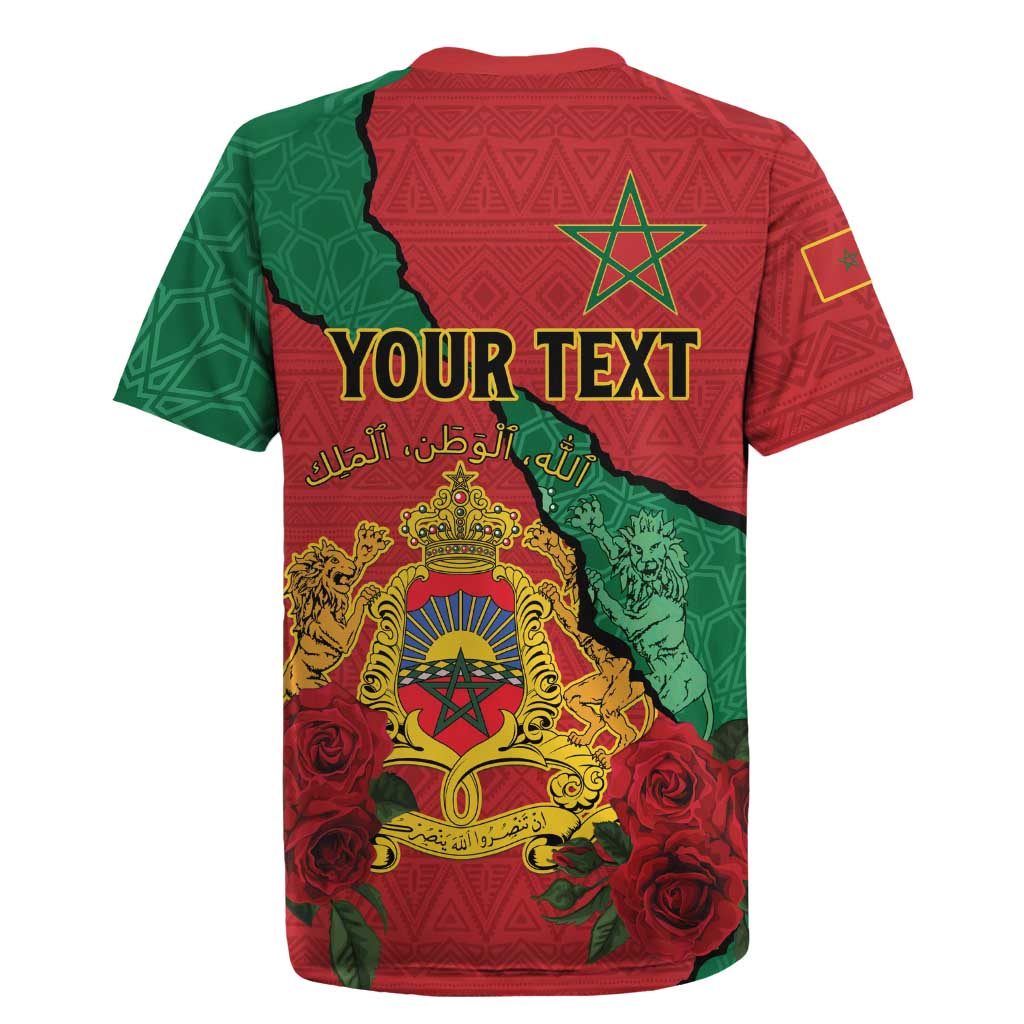 Personalised Morocco Rugby Jersey Coat Of Arms With Rose