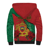 Personalised Morocco Sherpa Hoodie Coat Of Arms With Rose
