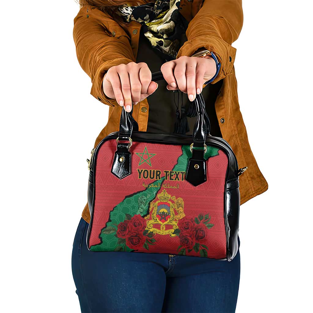 Personalised Morocco Shoulder Handbag Coat Of Arms With Rose