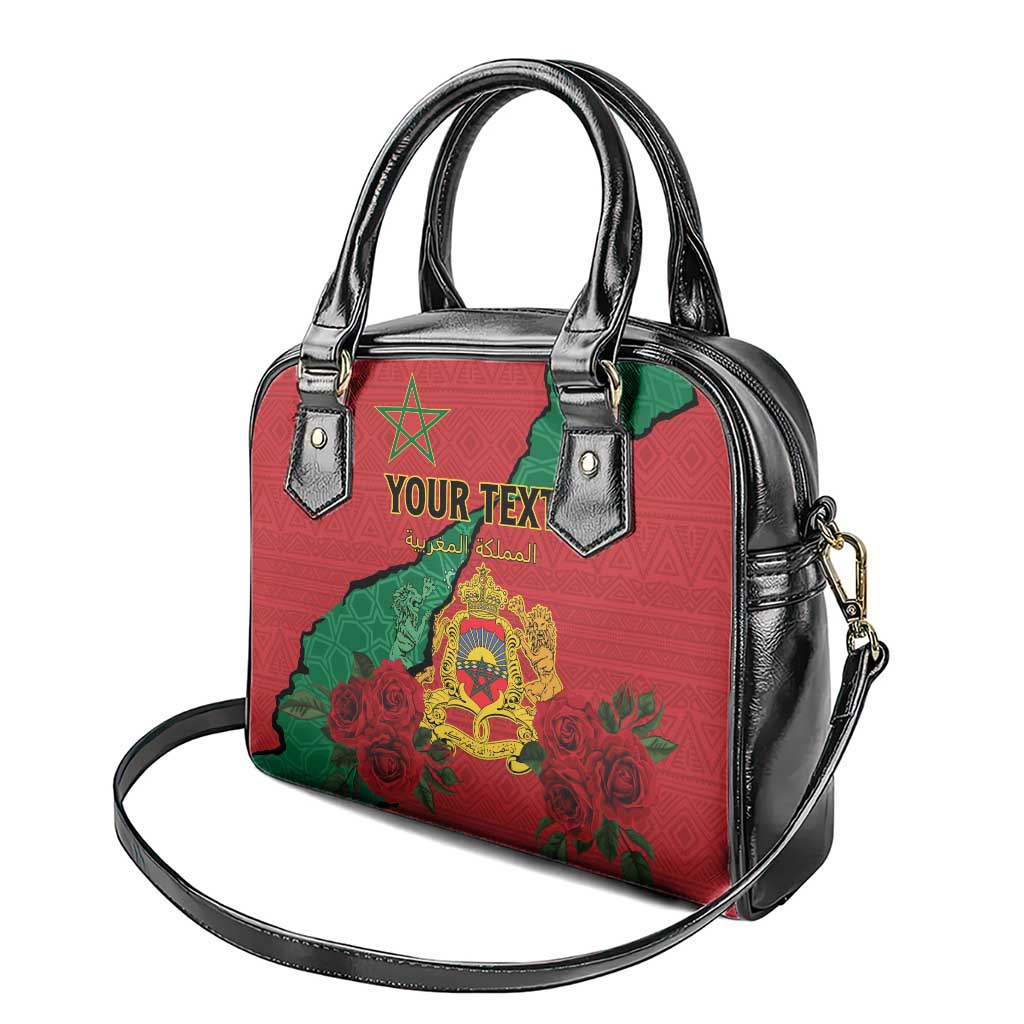 Personalised Morocco Shoulder Handbag Coat Of Arms With Rose