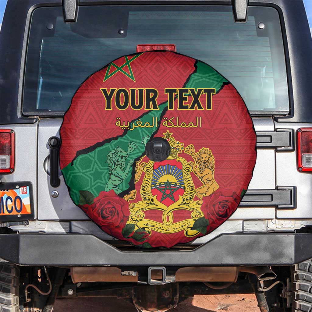 Personalised Morocco Spare Tire Cover Coat Of Arms With Rose