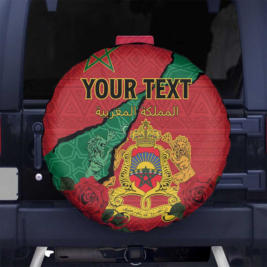 Personalised Morocco Spare Tire Cover Coat Of Arms With Rose