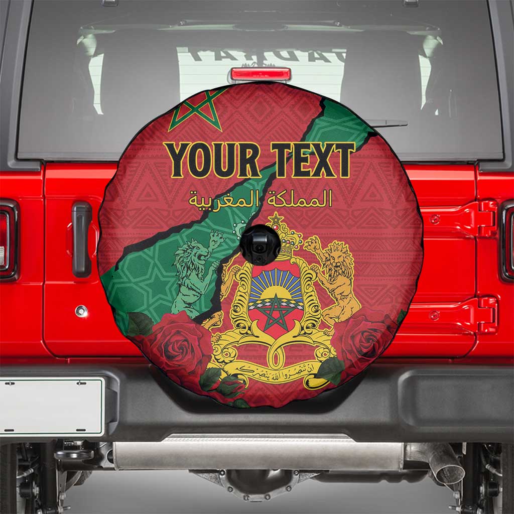 Personalised Morocco Spare Tire Cover Coat Of Arms With Rose