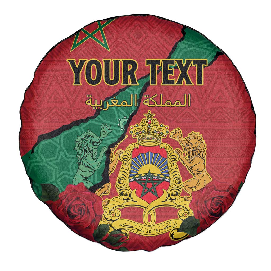 Personalised Morocco Spare Tire Cover Coat Of Arms With Rose