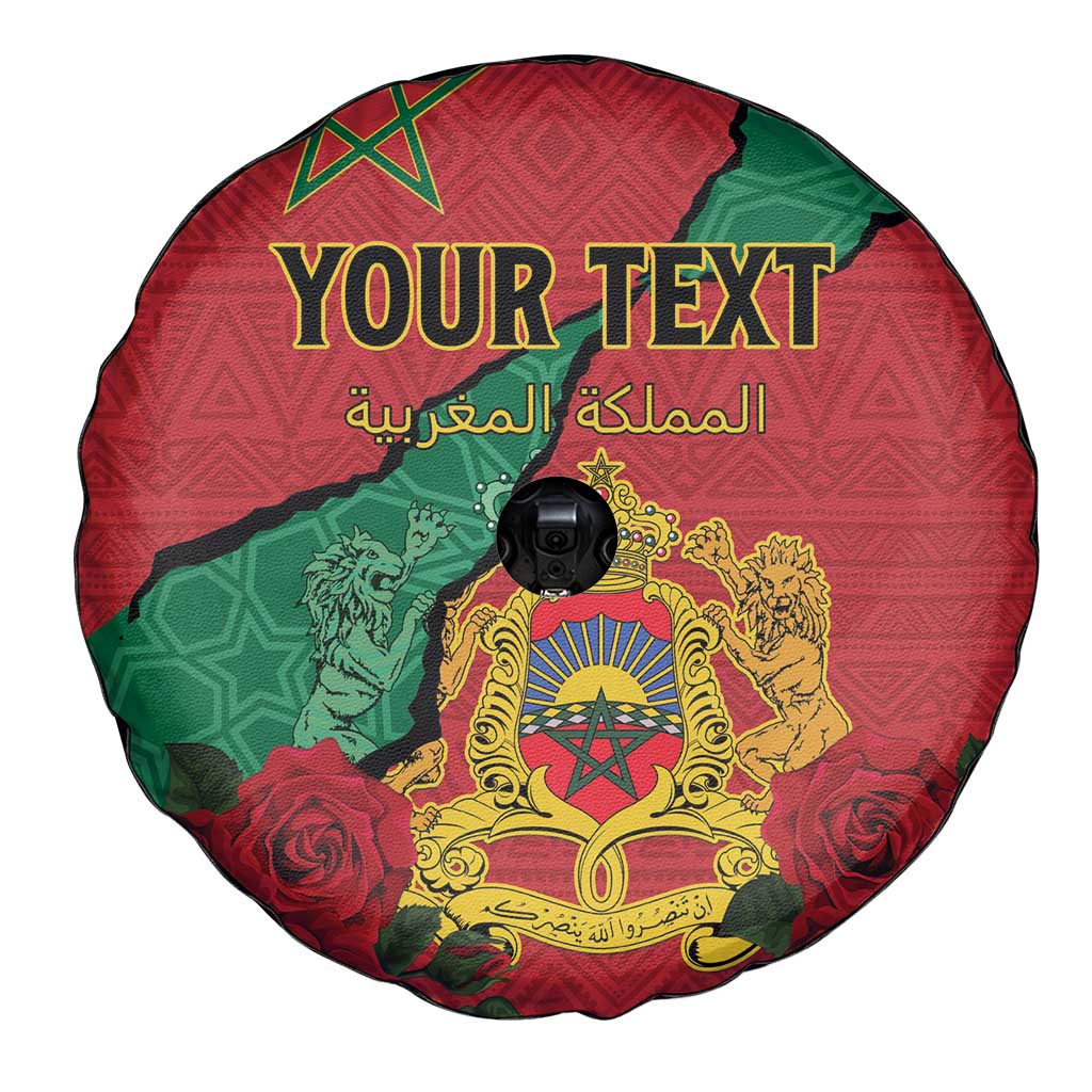 Personalised Morocco Spare Tire Cover Coat Of Arms With Rose