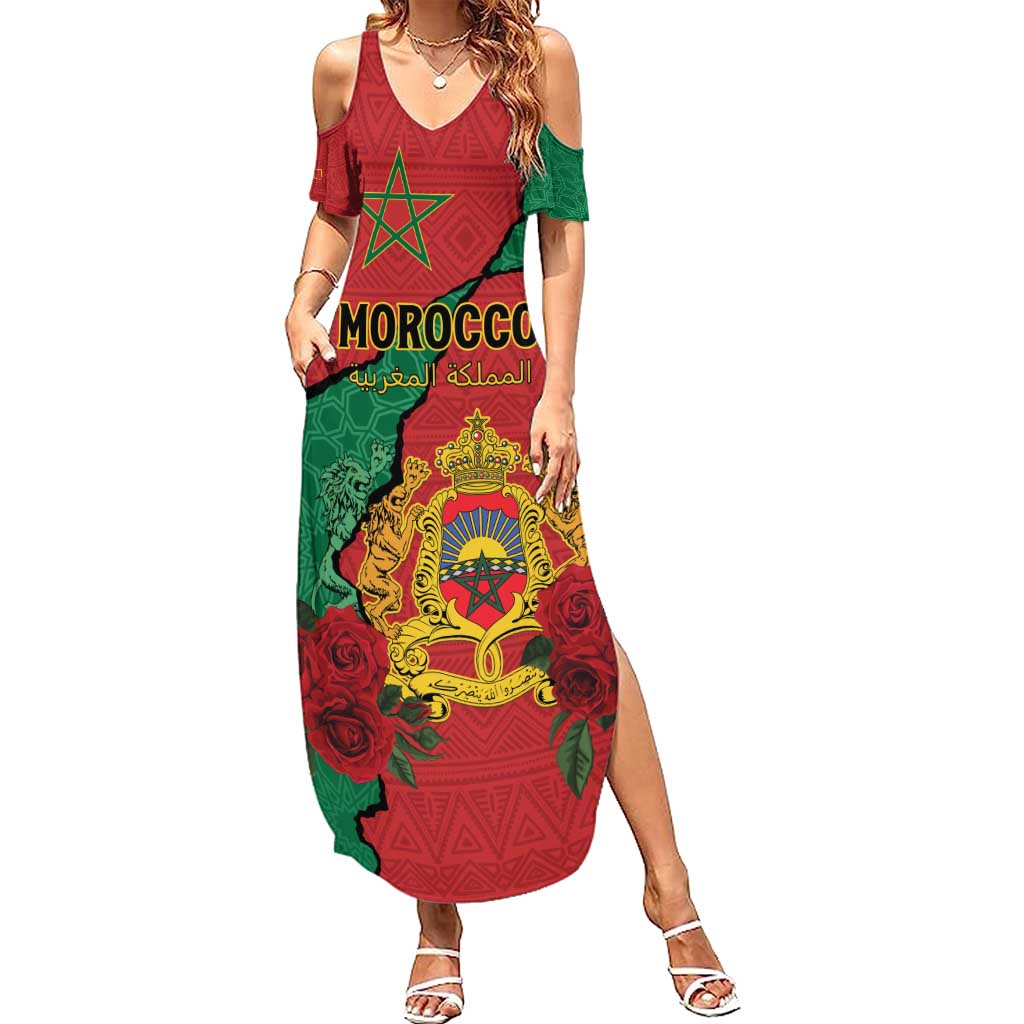 Personalised Morocco Summer Maxi Dress Coat Of Arms With Rose