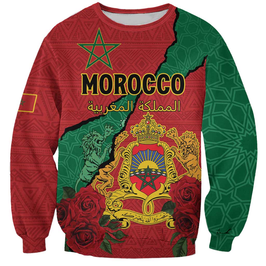 Personalised Morocco Sweatshirt Coat Of Arms With Rose