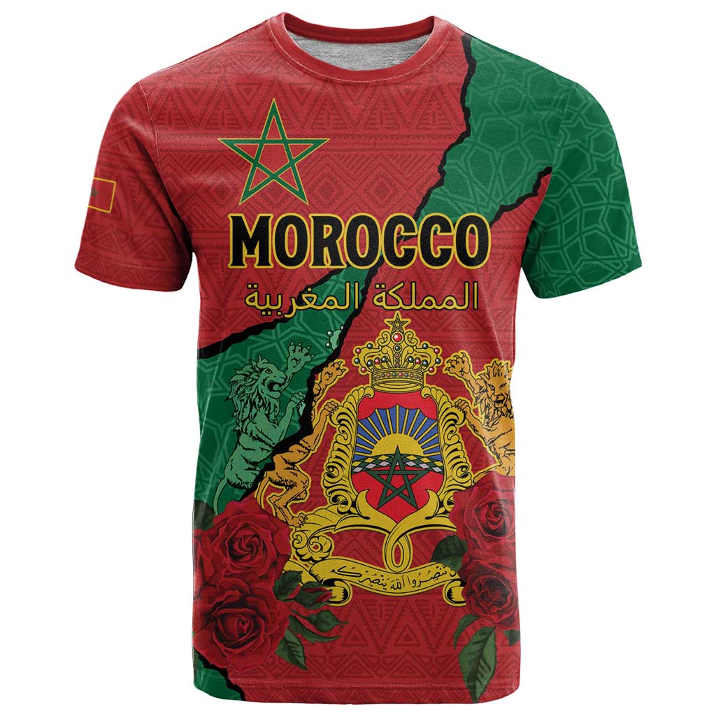 Personalised Morocco T Shirt Coat Of Arms With Rose